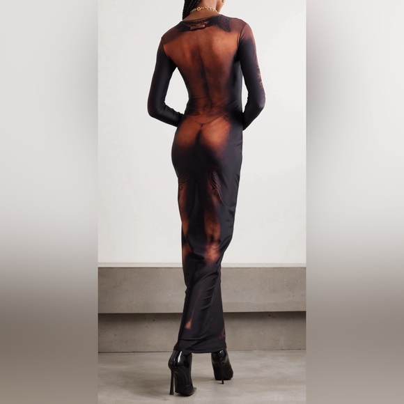 JEAN PAUL GAULTIER
Printed Long Sleeve High Neck Dress in Brown - Picture 5 of 5